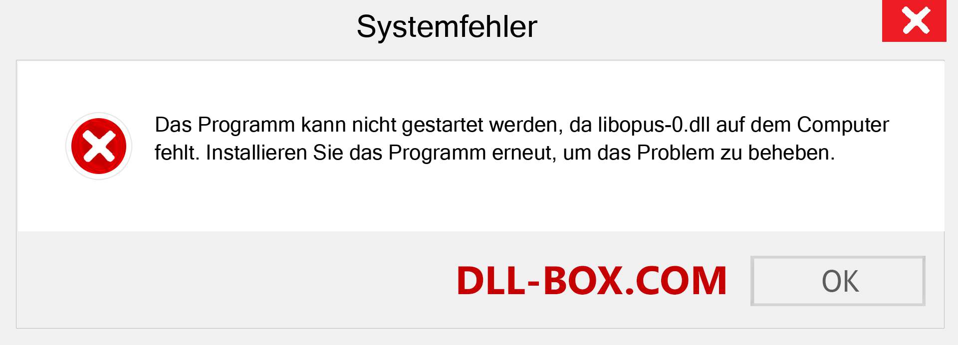 libopus-0.dll-Datei fehlt?. Download für Windows 7, 8, 10 - Fix libopus-0 dll Missing Error unter Windows, Fotos, Bildern